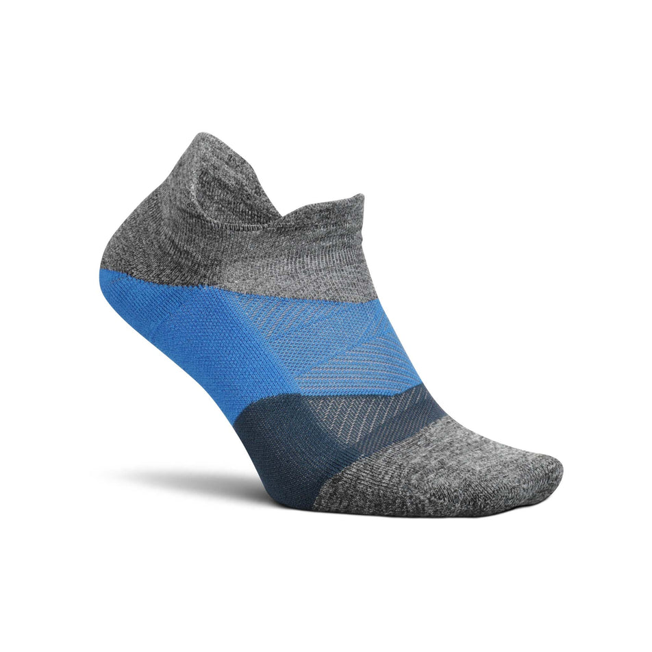 Lateral side of the right sock from a pair of Feetures Unisex Elite Light Cushion No Show Tab Running Socks in the Gravity Gray colourway (8025166479522)