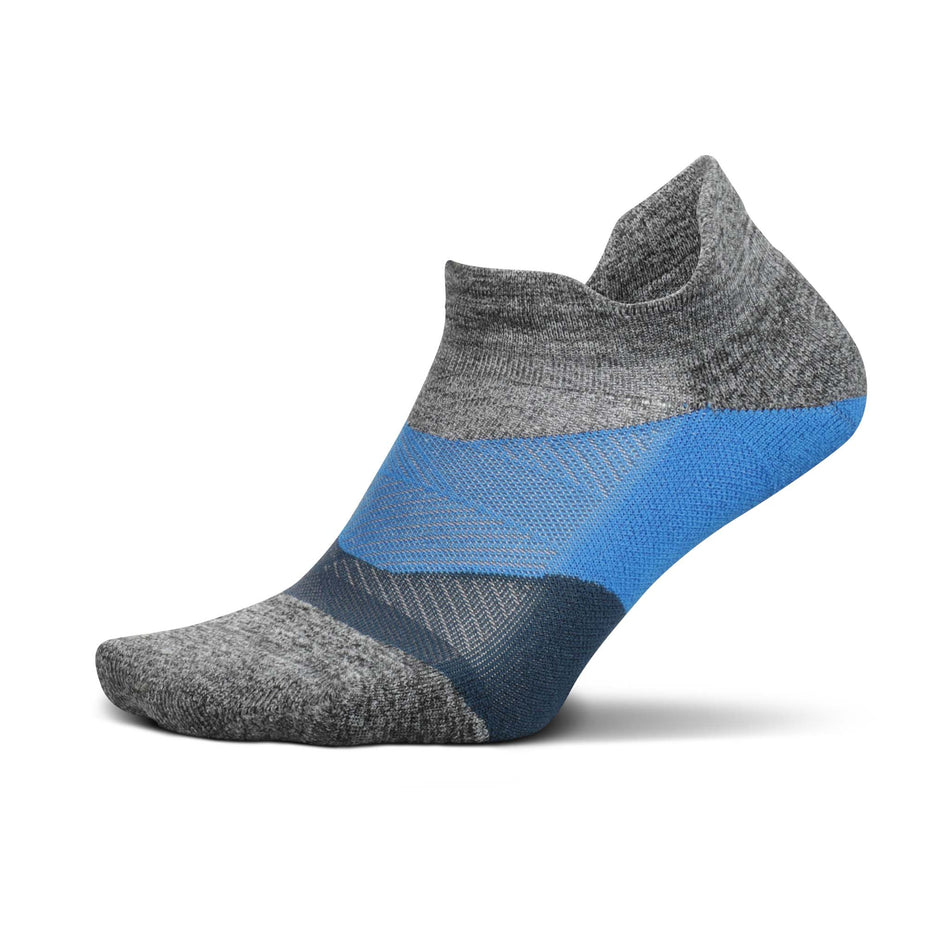 Lateral side of the left sock from a pair of Feetures Unisex Elite Light Cushion No Show Tab Running Socks in the Gravity Gray colourway (8025166479522)