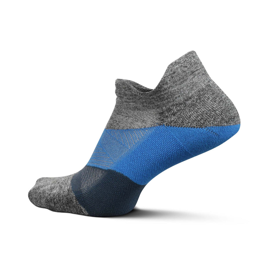 Lateral side of the left sock from a pair of Feetures Unisex Elite Light Cushion No Show Tab Running Socks in the Gravity Gray colourway (8025166479522)