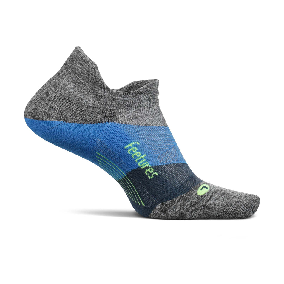 Medial side of the left sock from a pair of Feetures Unisex Elite Light Cushion No Show Tab Running Socks in the Gravity Gray colourway (8025166479522)
