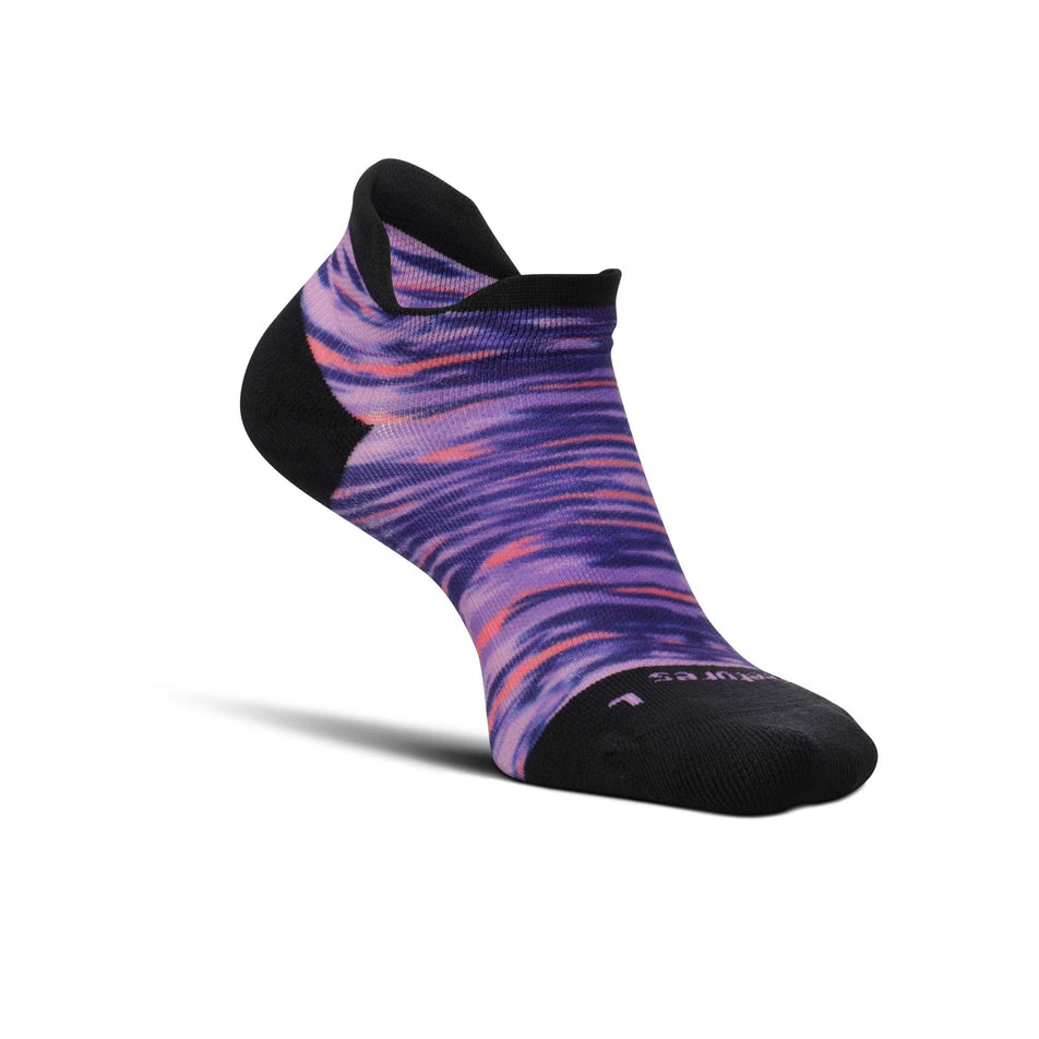 Medial side of the left sock from a pair of Feetures Unisex Elite Light Cushion No Show Tab Running Socks in the Reflection Purple colourway (8135781810338)