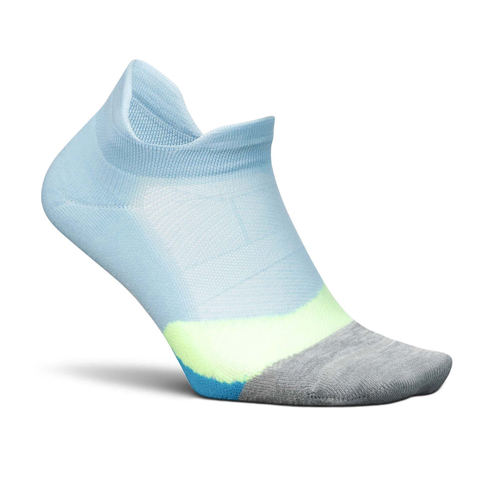 Lateral side of the right sock from a pair of Unisex Elite Light Cushion No Show Tab running socks in the Blue Crystal colourway (8149358248098)