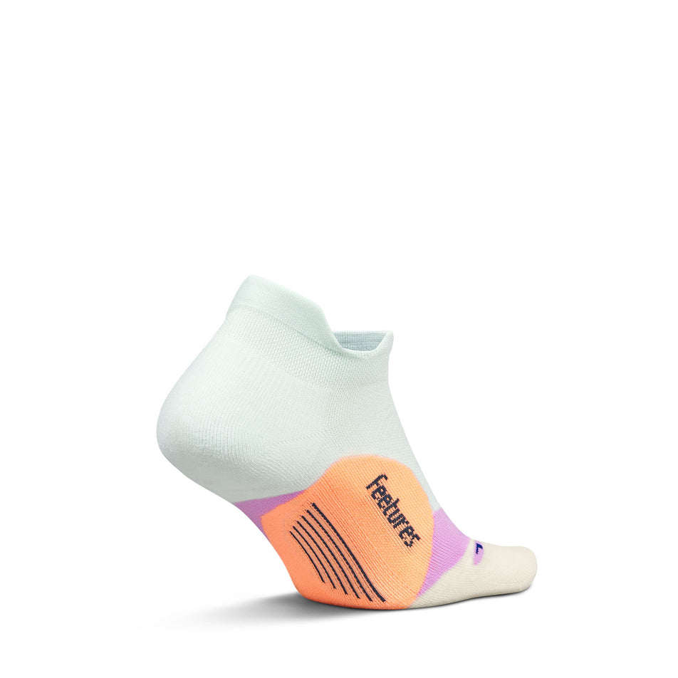 Medial view of the left sock from a pair of Feetures Unisex Elite Light Cushion No Show Tab in the Crisp Mint colourway. (8739698901154)