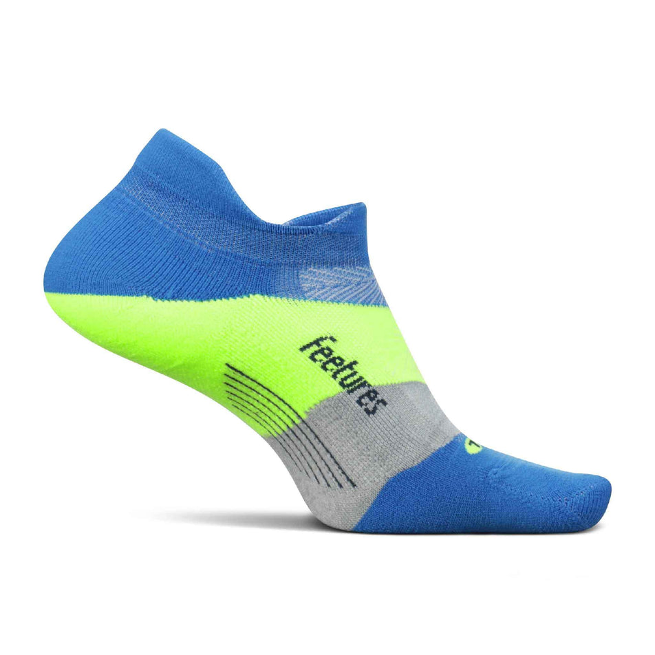 Medial side of the left sock from a pair of Feetures Unisex Elite Ultra Light No Show Tab Running Socks in the Boulder Blue colourway (8025110741154)