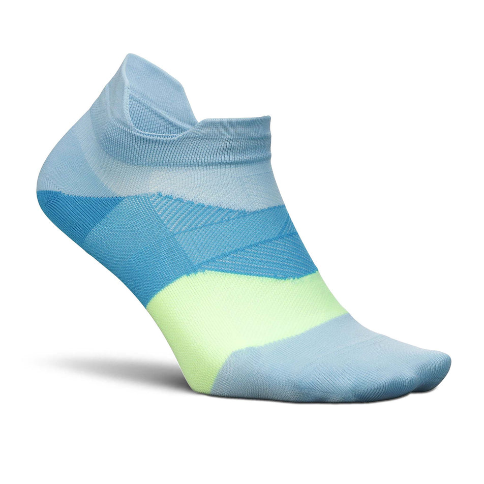 Lateral side of the right sock from a pair of Unisex Elite Ultra Light No Show Tab running socks in the Blue Crystal colourway (8149330493602)