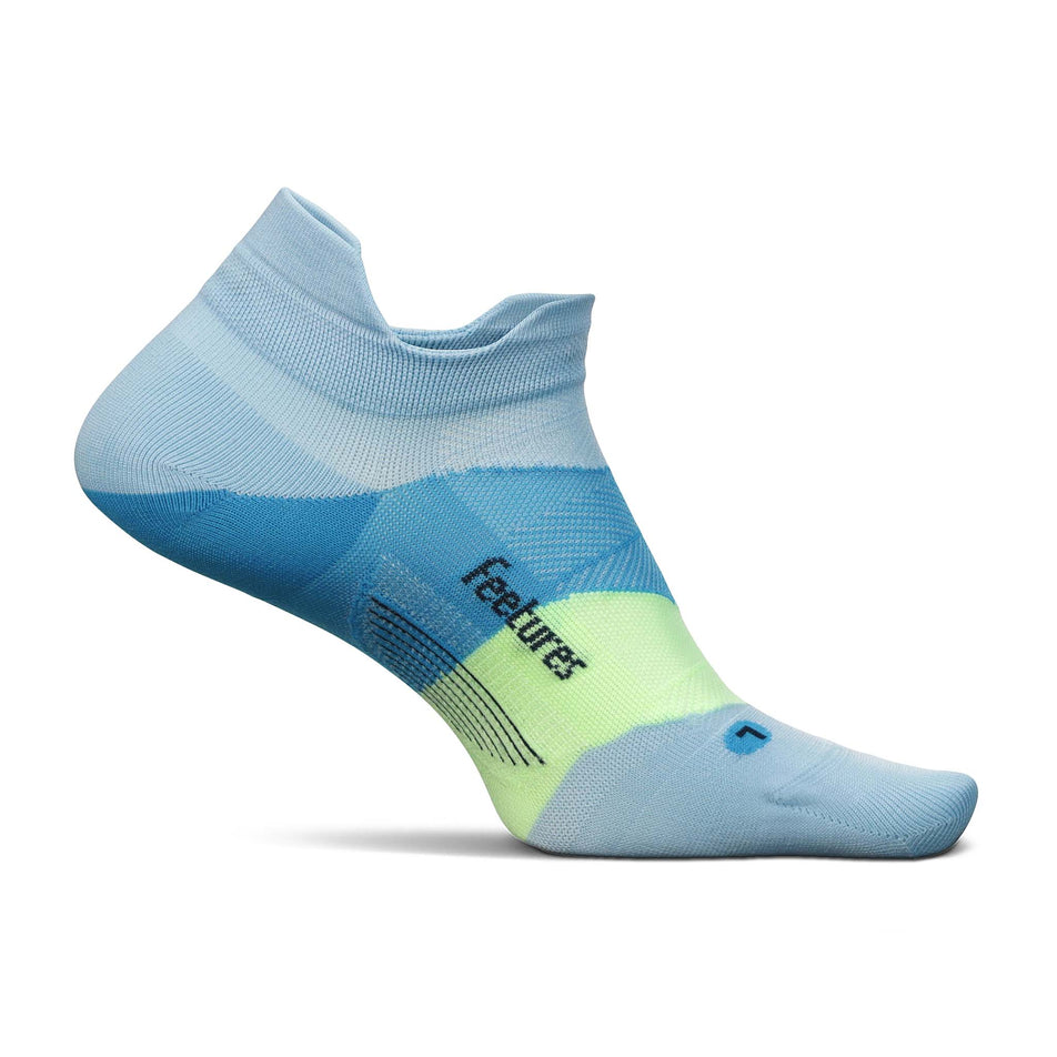 Medial side of the left sock from a pair of Unisex Elite Ultra Light No Show Tab running socks in the Blue Crystal colourway (8149330493602)