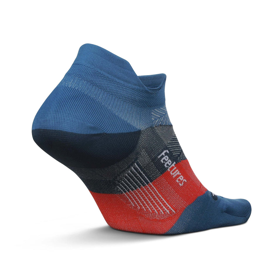 Medial side of the left sock from a pair of Feetures Unisex Elite Ultra Light No Show Tab running socks in the Atmospheric Blue colourway (8149327904930)