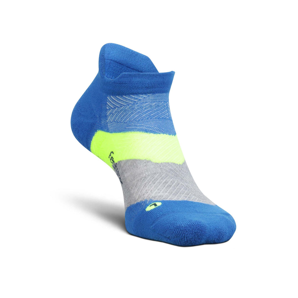 A left sock from a pair of Feetures Unisex Elite Max Cushion No Show Tab in the Boulder Blue colourway (8025220481186)