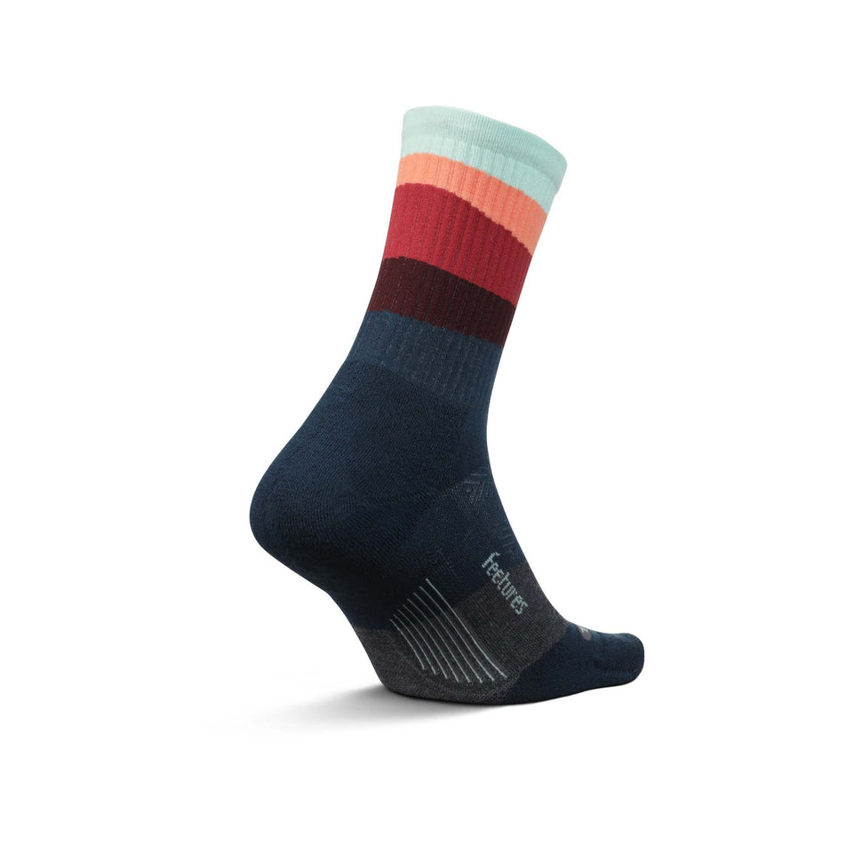 Medial side of the left sock from a pair of Feetures Unisex Trail Max Cushion Mini Crew Running Socks in the Ascent Navy colourway (8025235194018)