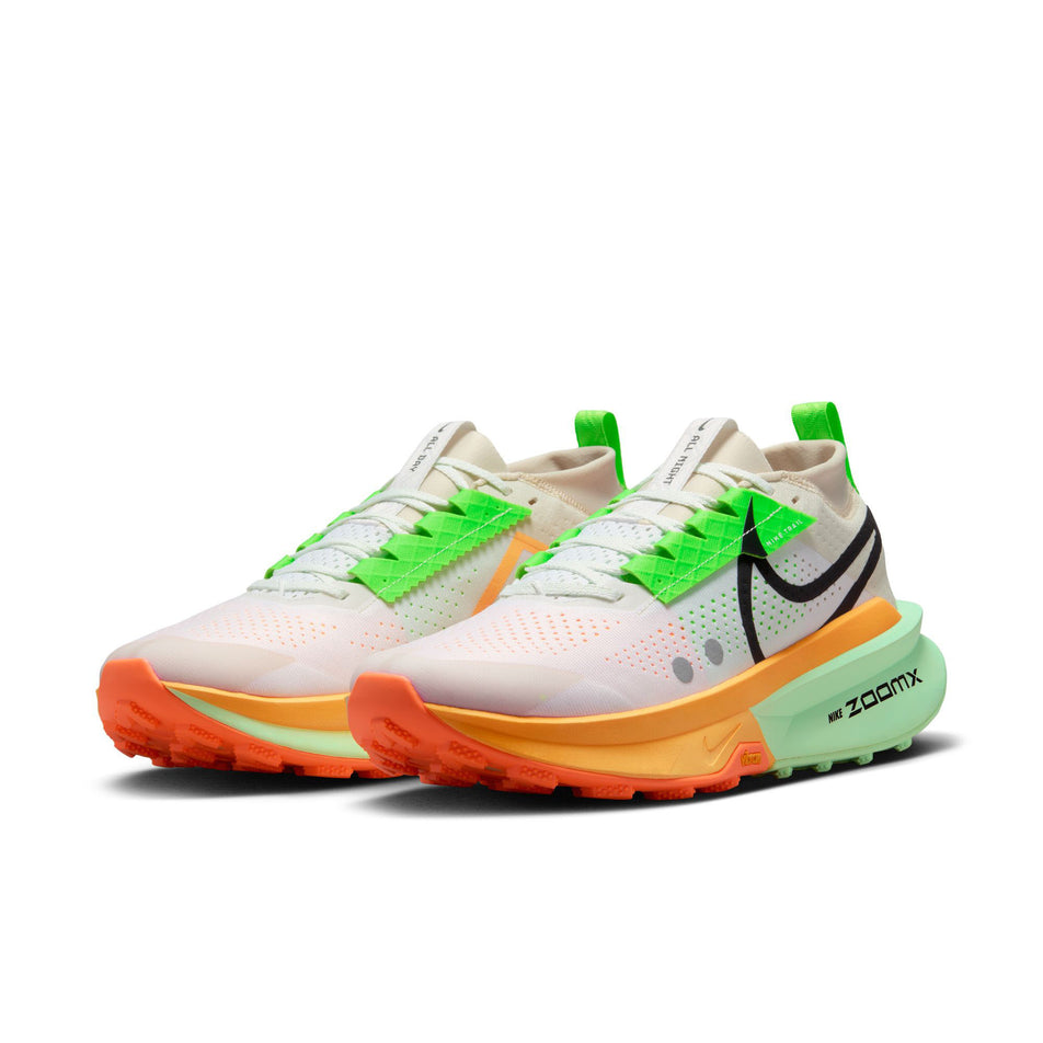 A pair of Nike Men's Zegama Trail 2 Trail Running Shoes in the Summit White/Black-Laser Orange colourway (8281185288354)