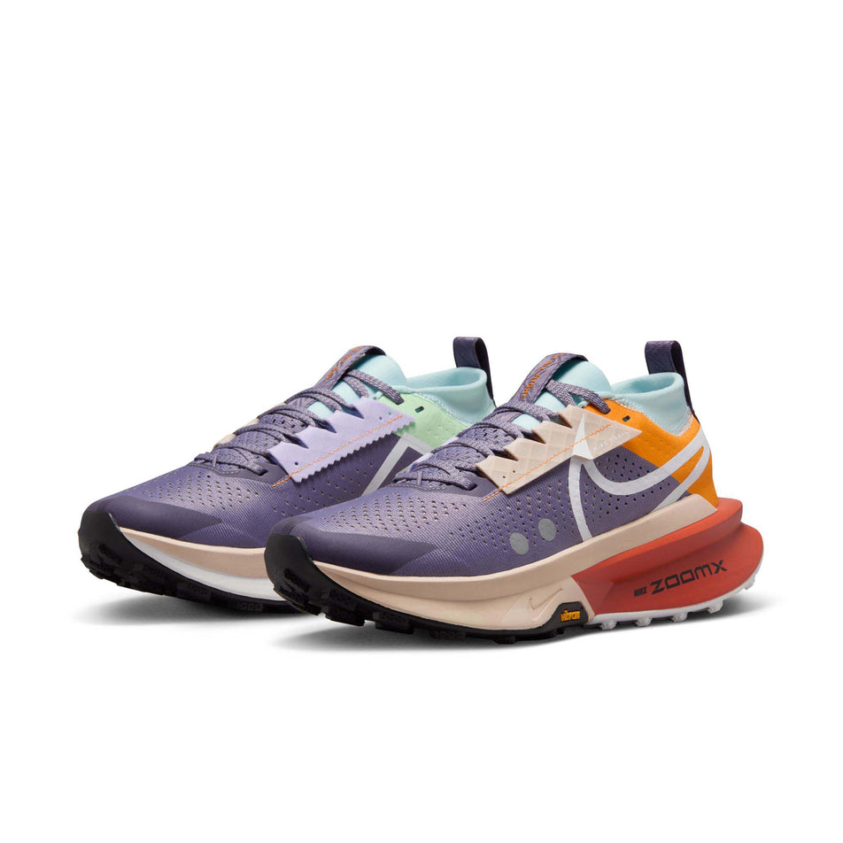 A pair of Nike Women's Zegama Trail 2 Trail Running Shoes in the Daybreak/White-Cosmic Clay-Sundial colourway (8283080655010)