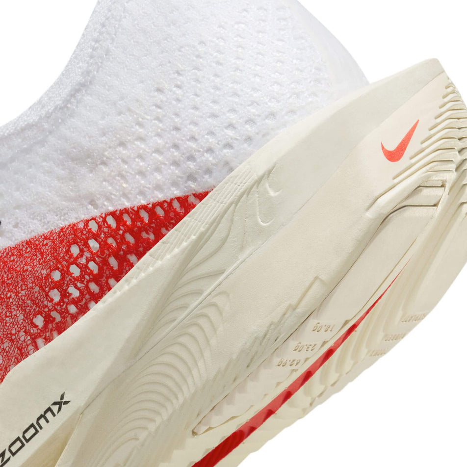 Lateral side of the back of the left shoe from a pair of Nike Men's Vaporfly 3 