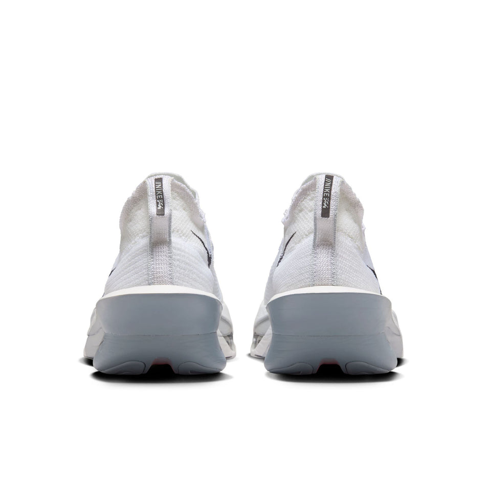 The back of a pair of Nike Men's Alphafly 3 Road Racing Shoes in the White/Gridiron-Pure Platinum colourway.  (8613778915490)