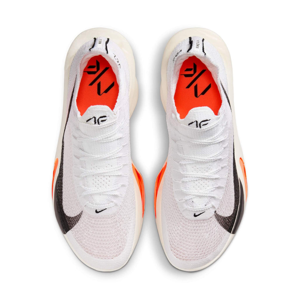 The uppers on a pair of Nike Men's Alphafly 3 Proto Road Racing Shoes in the White/Black-Phantom-Total Orange colourway (8146198167714)
