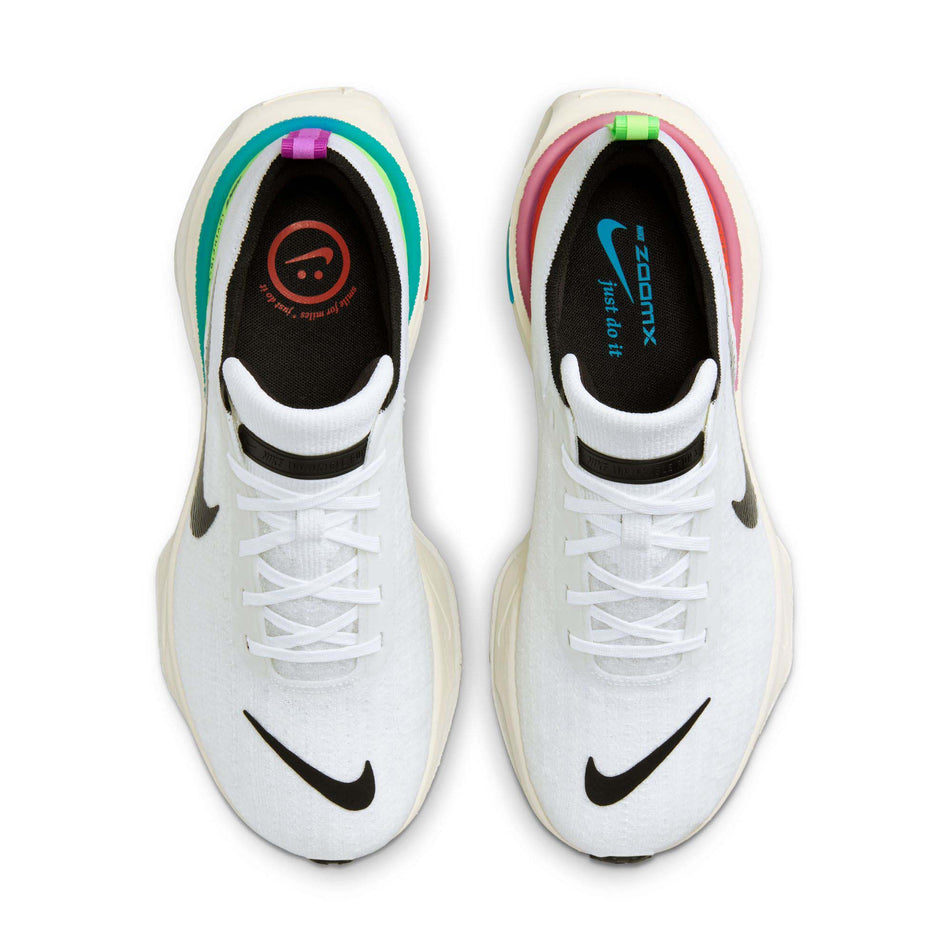 The uppers on a pair of Nike Men's Invincible 3 SE Road Running Shoes in the White/Black-Lime Blast-Blue Lightning colourway  (7995539128482)