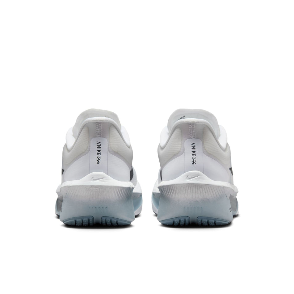The back of a pair of Nike Men's Zoom Fly 6 Road Running Shoes in the White/Gridiron-Pure Platinum colourway. (8613903728802)