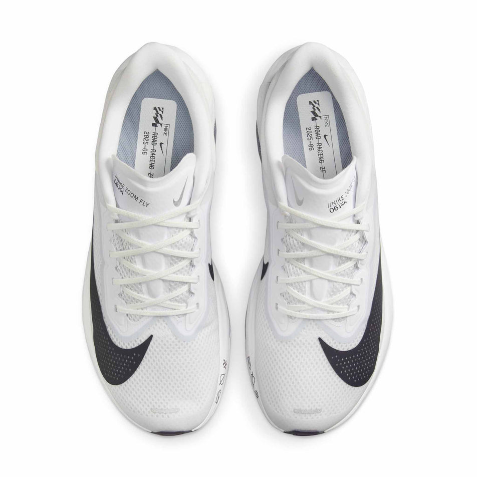 The uppers on a pair of Nike Men's Zoom Fly 6 Road Running Shoes in the White/Gridiron-Pure Platinum colourway. (8613903728802)
