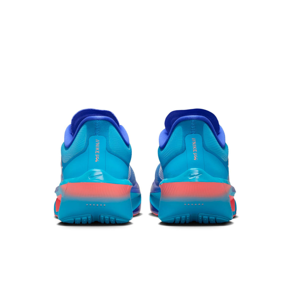 The back of a pair of Nike Men's Zoom Fly 6 Road Running Shoes in the Racer Blue/White-Blue Lightning colourway.
