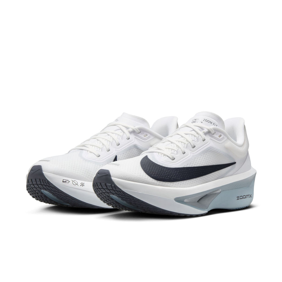 A pair of Nike Women's Zoom Fly 6 Road Running Shoes in the White/Gridiron-Pure Platinum colourway. (8614593659042)