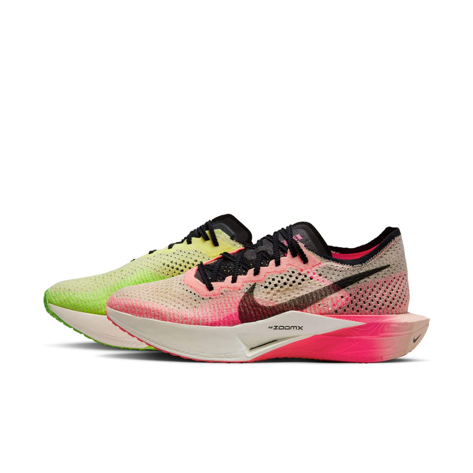 A pair of Men's Vaporfly 3 Road Racing Shoes in the  Luminous Green/Black-Crimson Tint-Volt colourway (8104386068642)