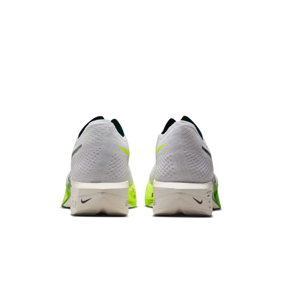 The back of a pair of Nike Men's Vaporfly 3 Road Racing Shoes in the White/Pro Green-Volt-Sail colourway (8155641217186)