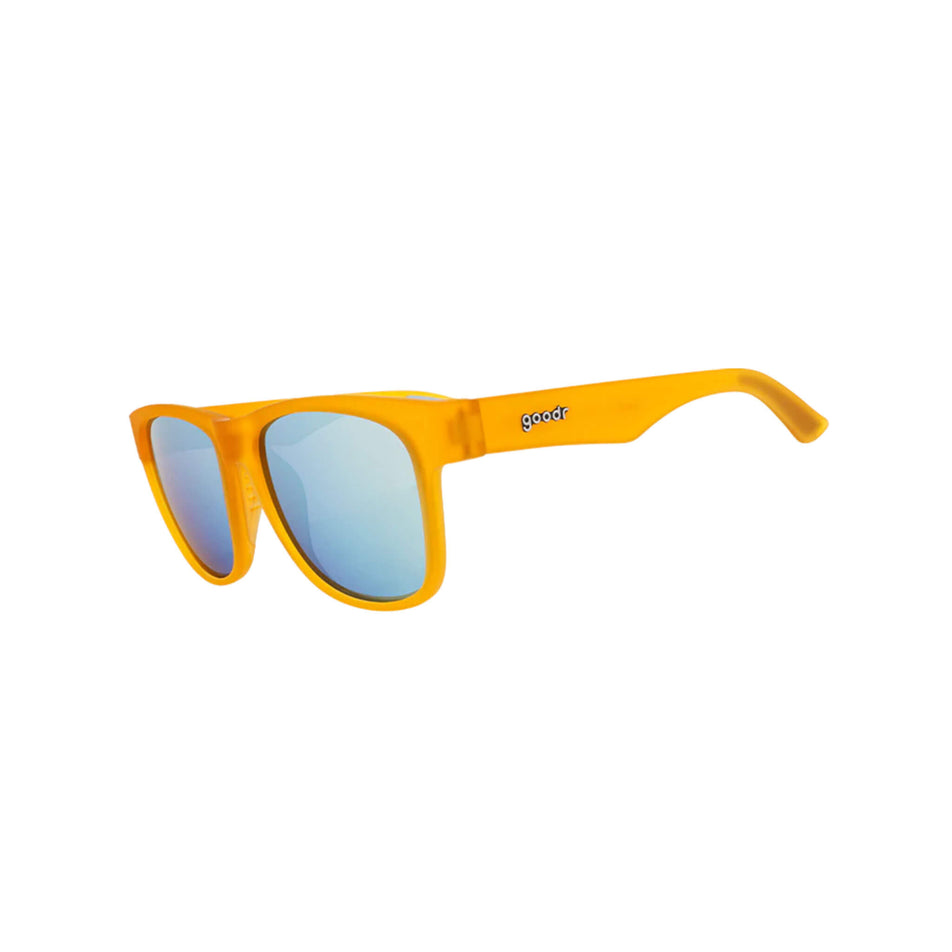 A pair of goodr OG Running Sunglasses in the Gold Digging With Sasquatch style