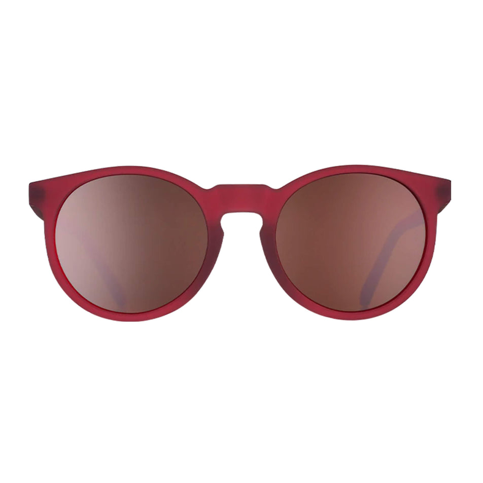 Front view of a pair of goodr I'm Wearing Burgundy? - Circle G - Running Sunglasses