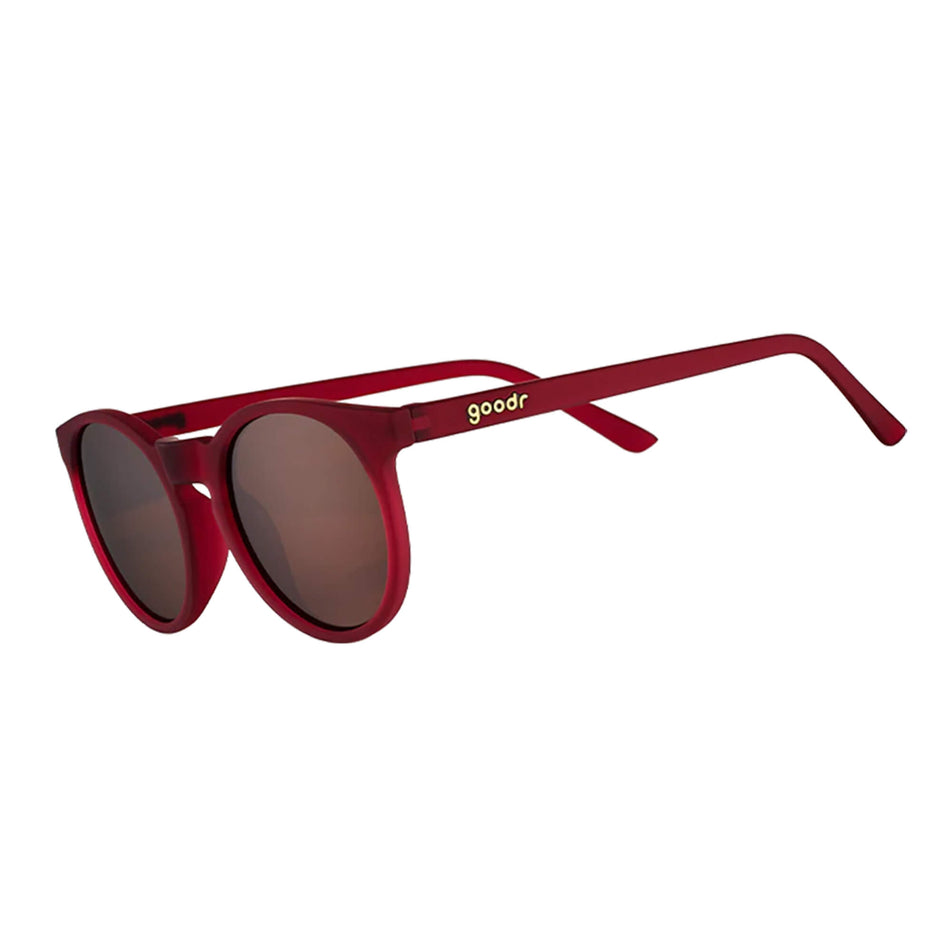 Side view of a pair of goodr I'm Wearing Burgundy? - Circle G - Running Sunglasses
