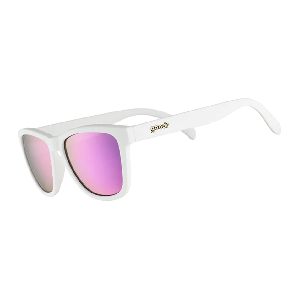 Side view of a pair of goodr Side Scroll Eye Roll - OG - Running Sunglasses
