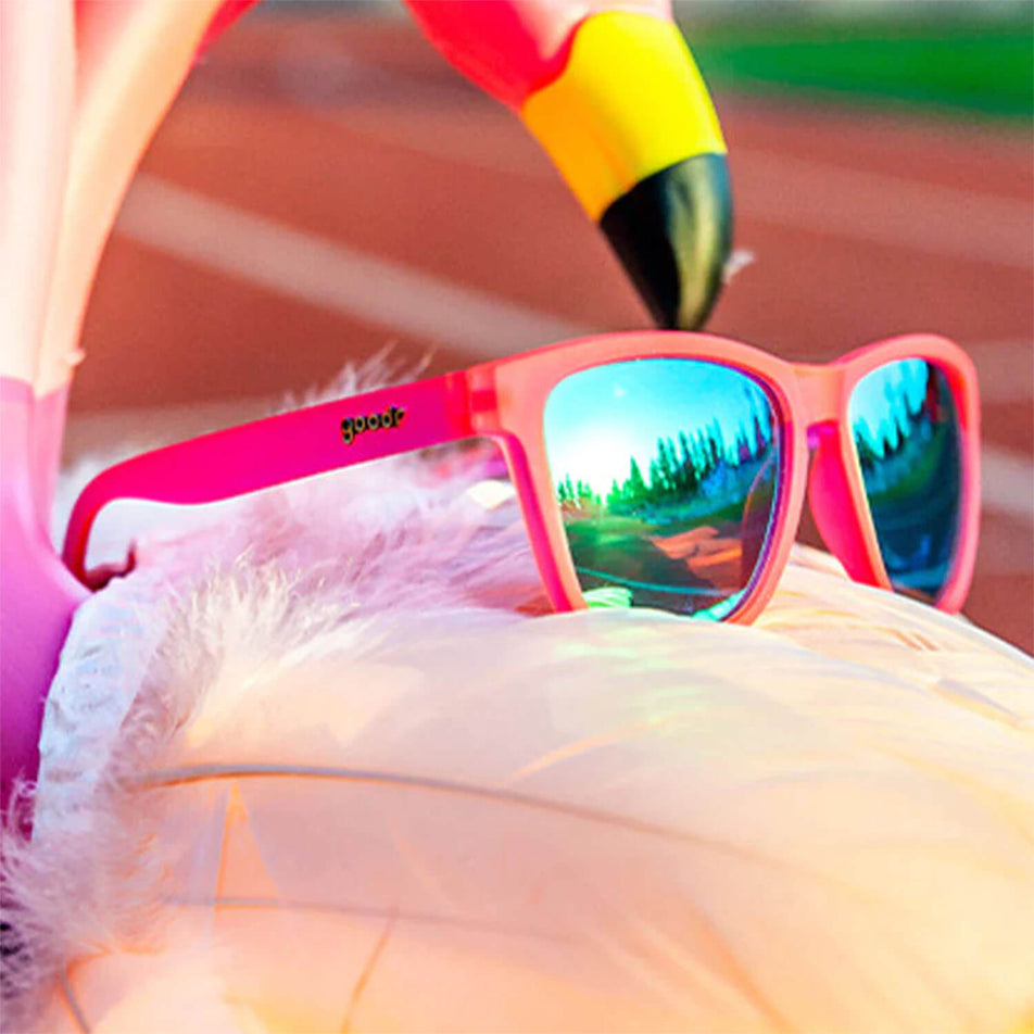 A pair of goodr Flamingos on a Booze Cruise - OG - Running Sunglasses