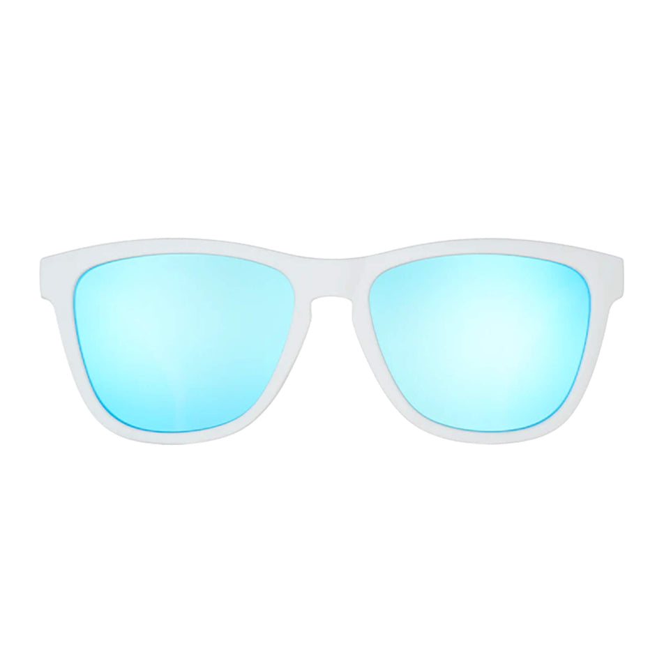 Front view of a pair of goodr Iced by Yetis - OG - Running Sunglasses