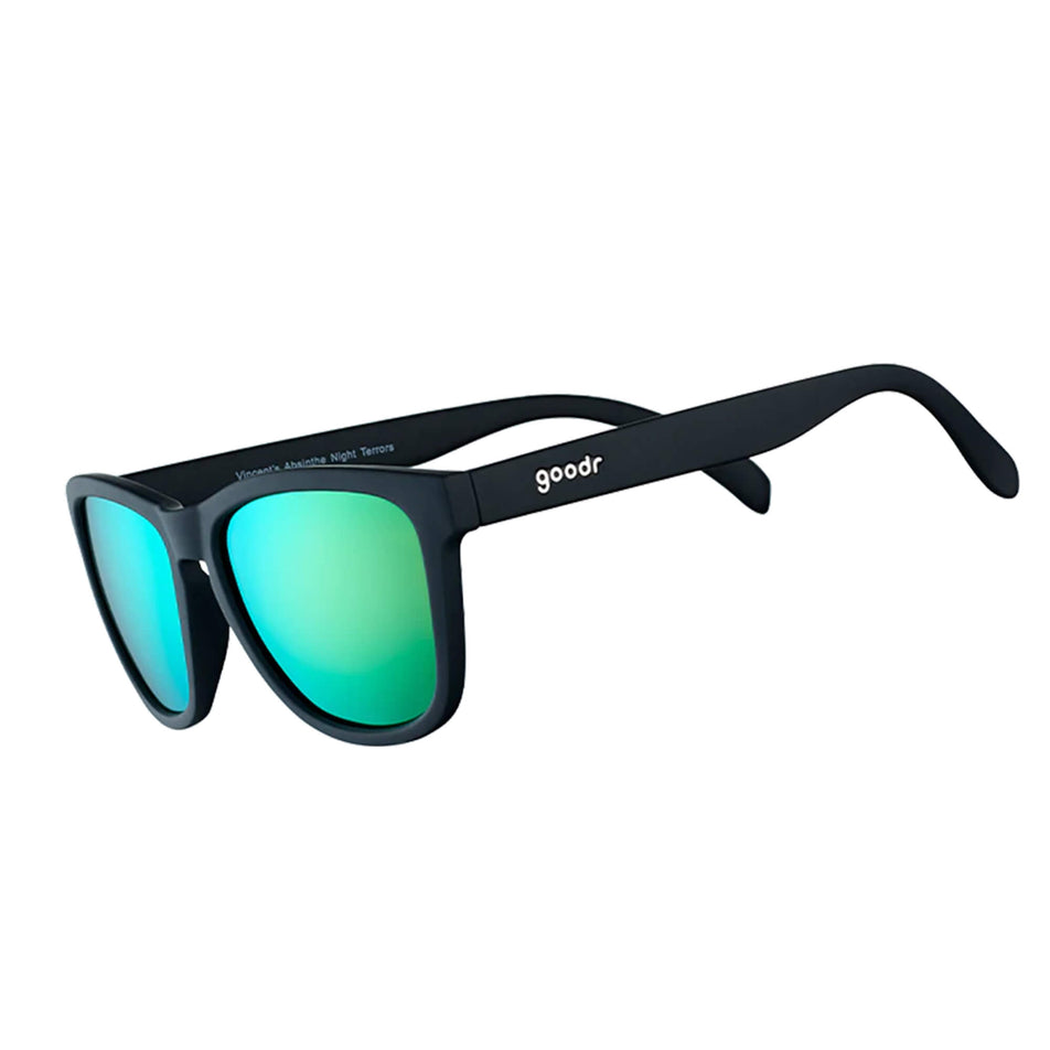 Side view of a pair of goodr Vincents Absinthe Night Terrors - OG - Running Sunglasses