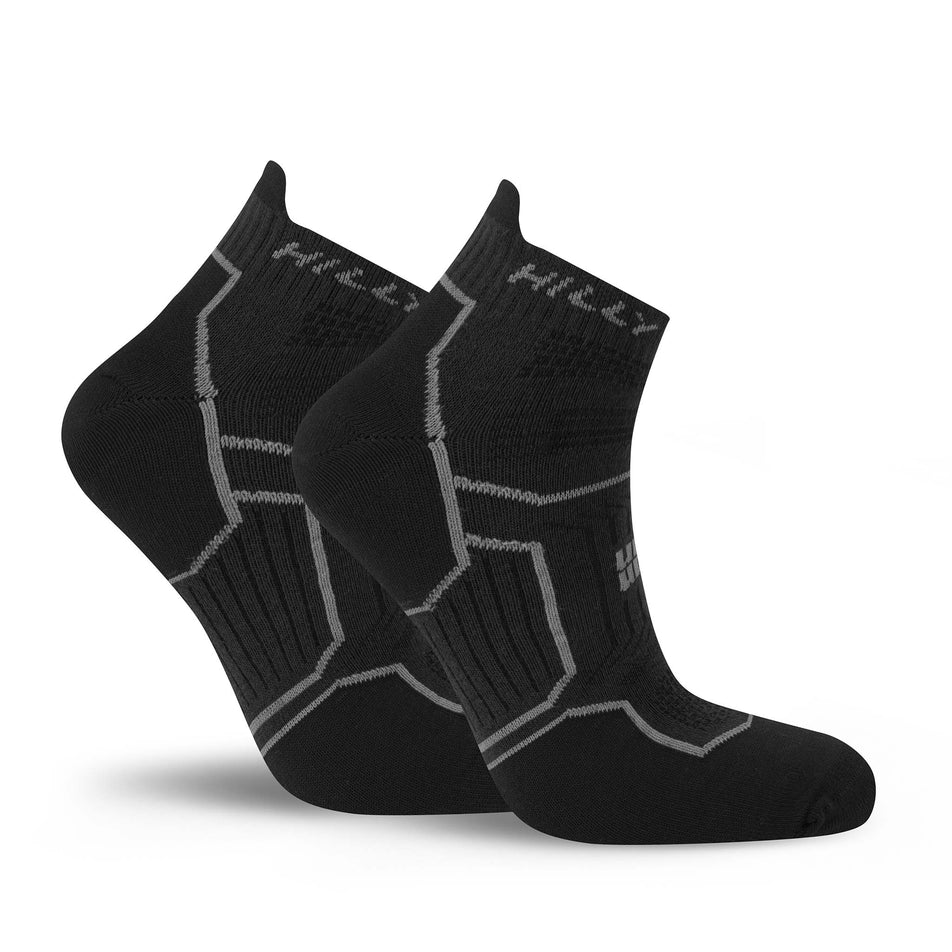 A pair of Hilly Unisex Twin Skin Socklet Running Socks in the Black/Anthracite colourway.