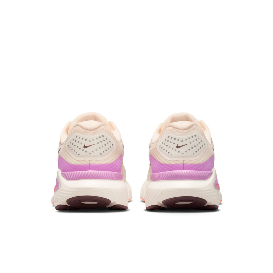 The back of a pair of Nike Women's Structure 26 Road Running Shoes in the Chalk/Tattoo-Light Magenta-Orange Pulse colourway.