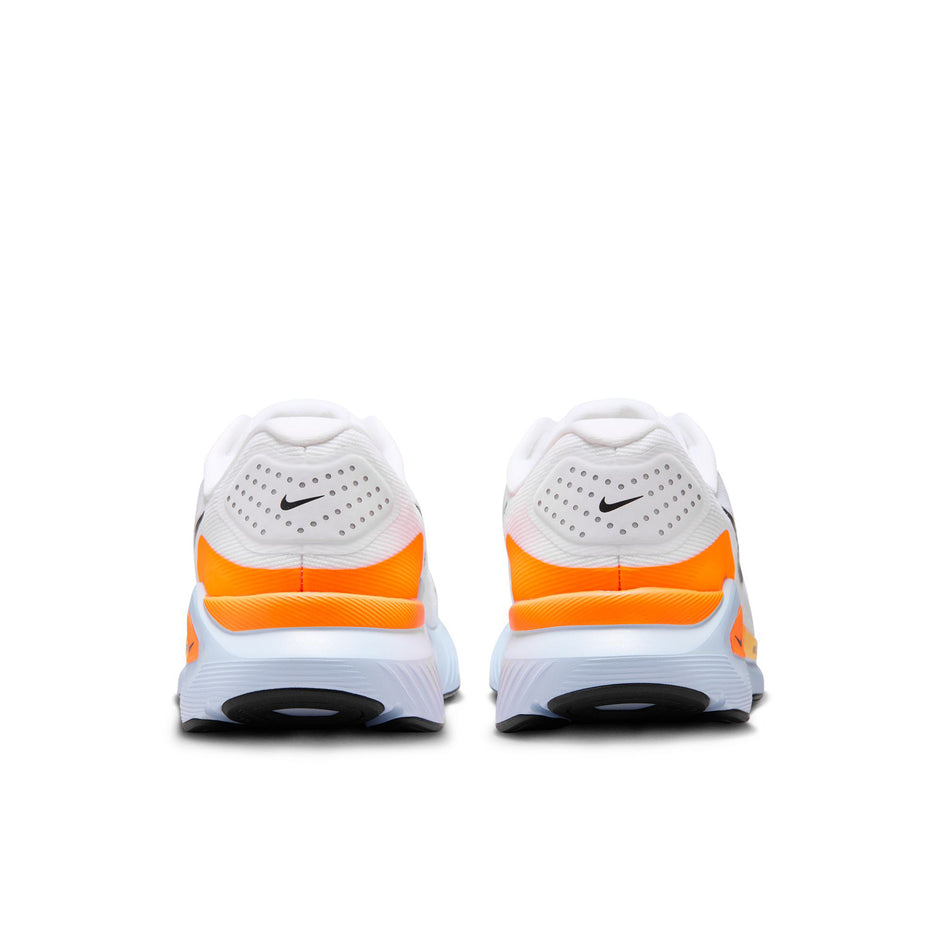 The back of a pair of Nike Men's Structure 26 Road Running Shoes in the White/Black-Hydrogen Blue-Total Orange colourway.