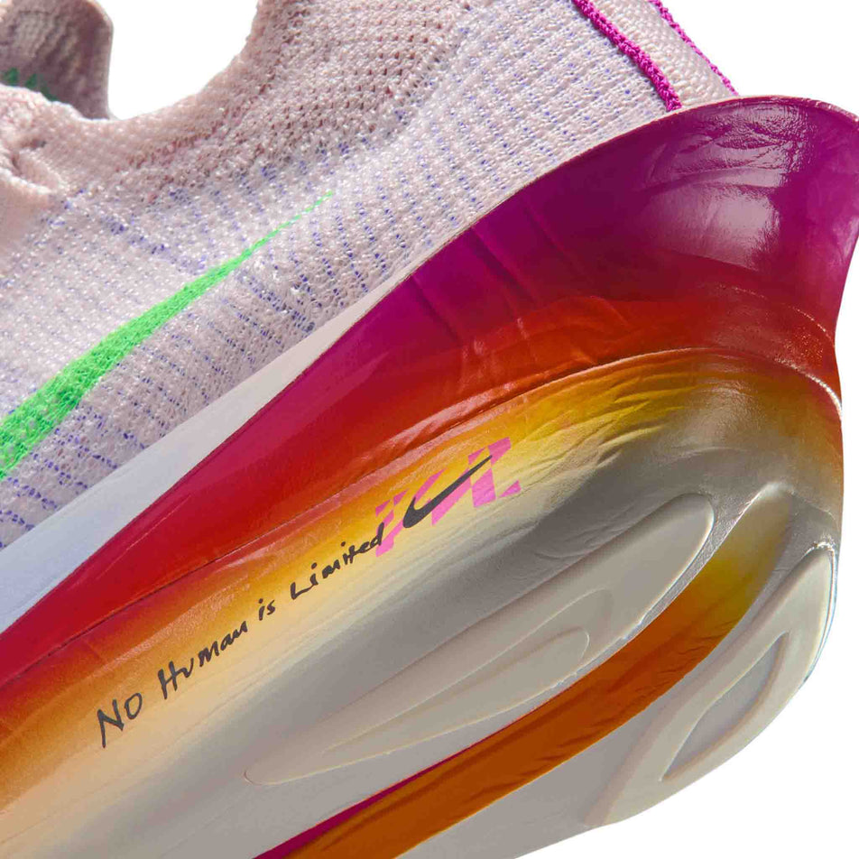 Close-up view of the midsole of the left shoe from a pair of Nike Men's Alphafly 3 