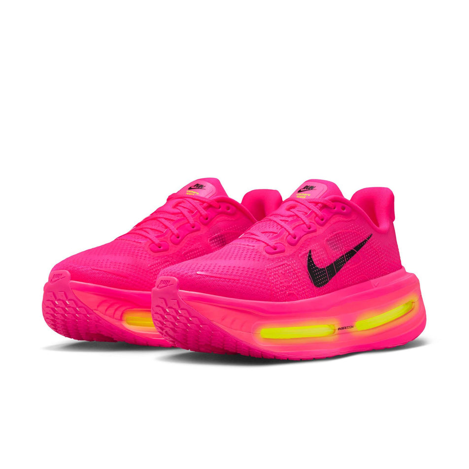 A pair of Nike Women's Vomero Premium Running Shoes in the Hyper Pink/Black-Digital Pink-Volt colourway.