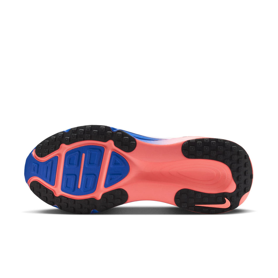 The outsole of the left shoe from a pair of Nike Men's Vomero 18 Road Running Shoes in the White/Black-Racer Blue-Atomic Pink colourway.