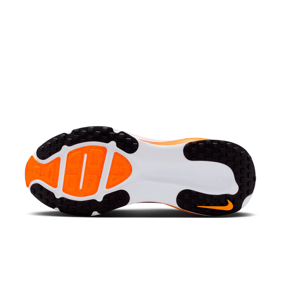 The outsole of the left shoe from a pair of Nike Men's Vomero 18 Road Running Shoes in the Hydrogen Blue/Black-Laser Orange colourway.