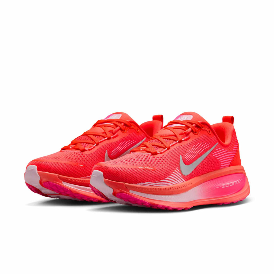 A pair of Nike Women's Vomero 18 Road Running Shoes in the Bright Crimson/White-Hyper Pink colourway. (8686791786658)