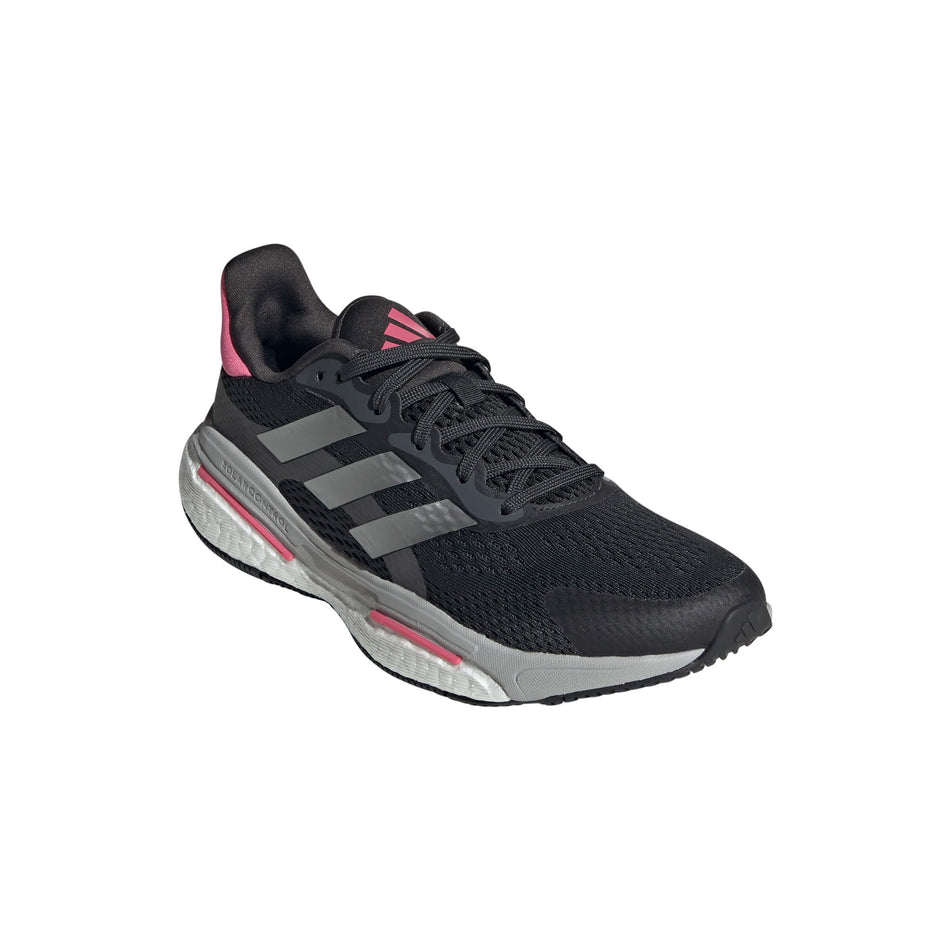 Lateral side of the right shoe from a pair of adidas Women's Solarcontrol 2 Running Shoes in the Carbon/Silver Met./Pink Fusion colourway (8024260575394)