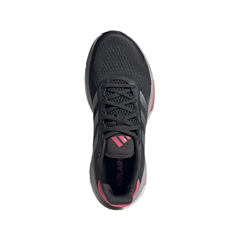 The upper of the right shoe from a pair of adidas Women's Solarcontrol 2 Running Shoes in the Carbon/Silver Met./Pink Fusion colourway (8024260575394)