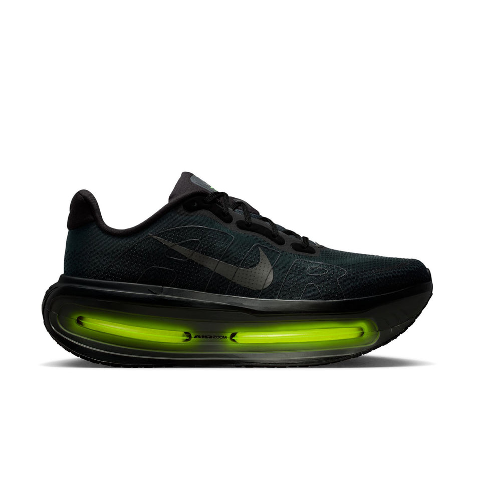 Lateral view of the right shoe from a pair of Nike Men's Vomero Premium Running Shoes in the Black/Iron Grey-Anthracite-Volt colourway.
