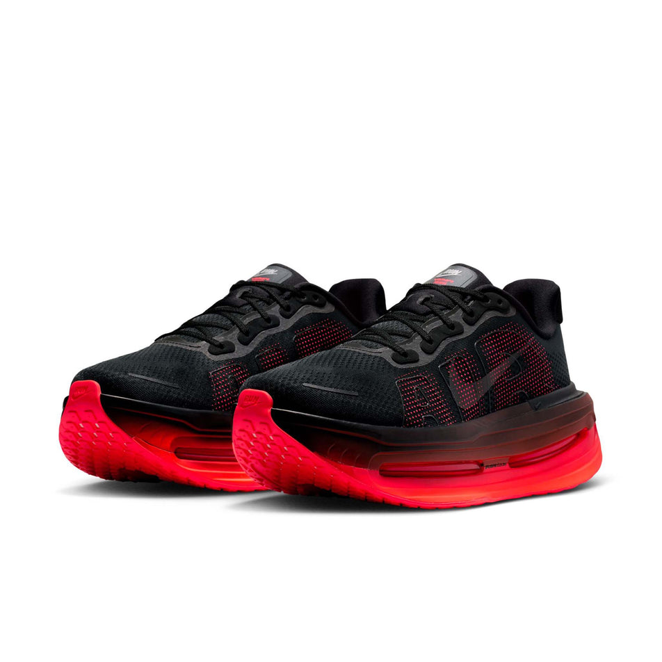 A pair of Nike Men's Vomero Premium Road Running Shoes in the Black/Black-Bright Crimson colourway.