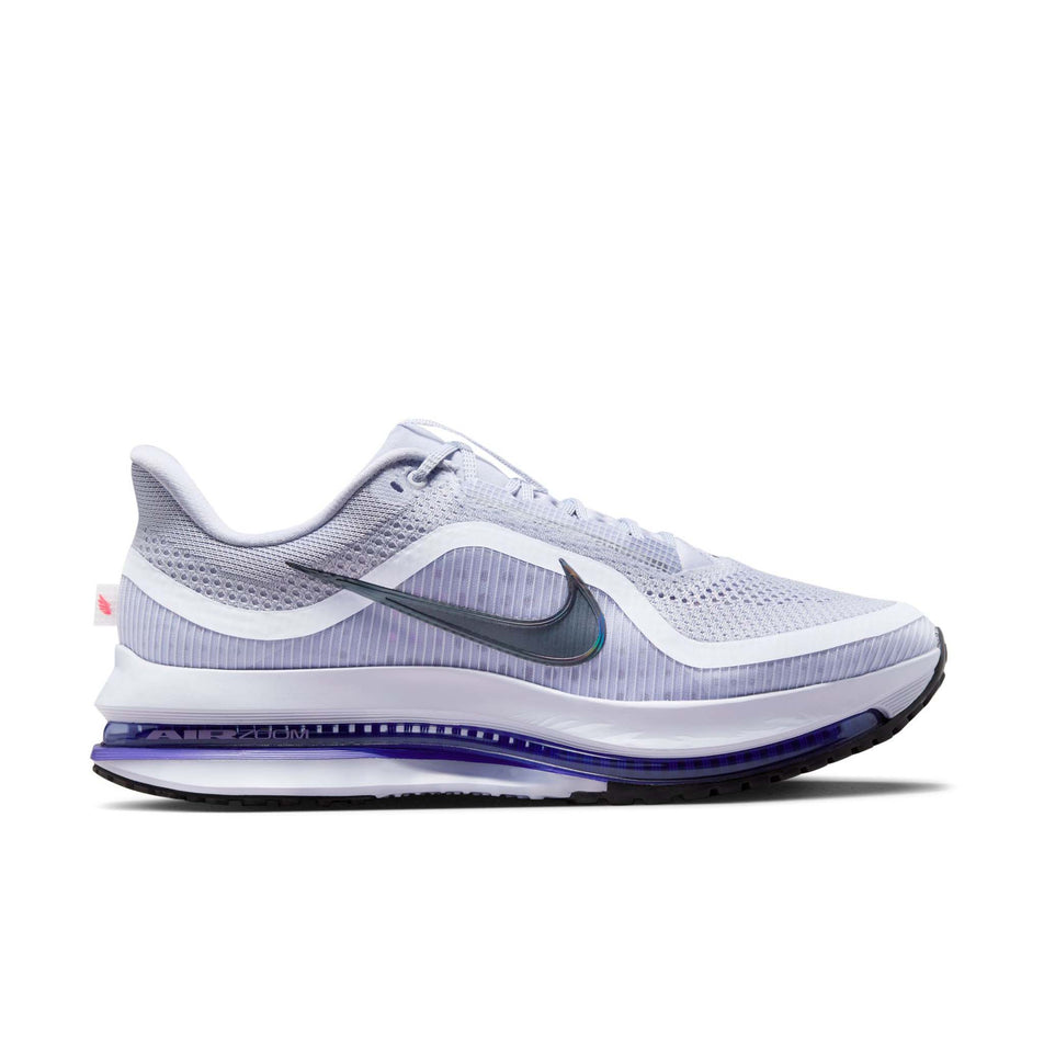 Lateral view of the right shoe from a pair of Nike Men's Pegasus Premium Road Running Shoes in the Ghost/Black-Persian Violet colourway. (8614448922786)