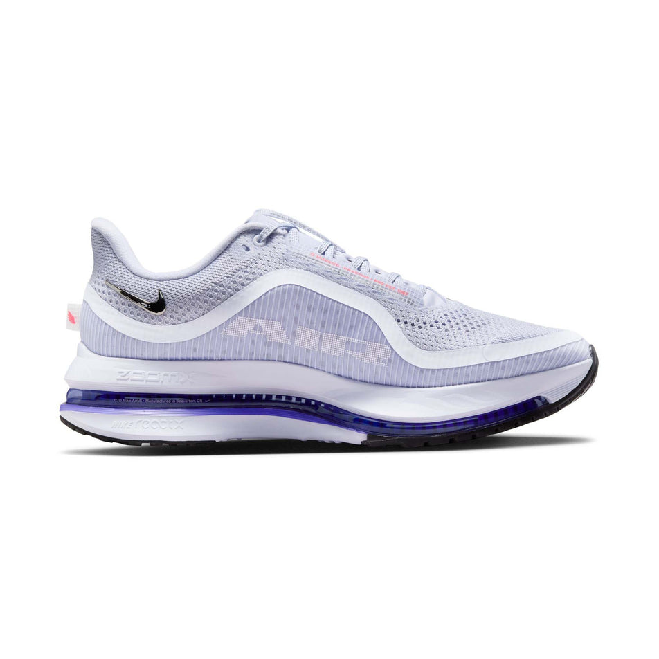 Medial view of the left shoe from a pair of Nike Men's Pegasus Premium Road Running Shoes in the Ghost/Black-Persian Violet colourway. (8614448922786)