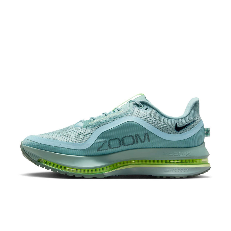 Medial view of the right shoe from a pair of the Nike Men's Pegasus Premium Road Running Shoes in the Cannon/Seaweed-Barely Volt-Volt colourway. (8754763366562)