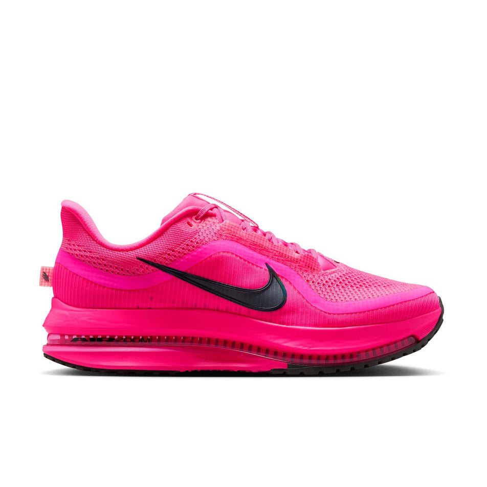 Lateral view of the right shoe from a pair of Nike Men's Pegasus Premium Road Running Shoes in the Hyper Pink/Sequoia-Bright Crimson colourway. (8636656582818)