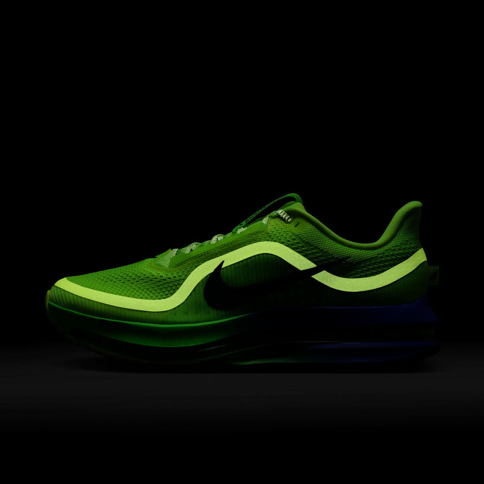 Lateral view of the left shoe from a pair of Nike Men's Pegasus Premium Road Running Shoes in the Volt Ice/Black Spruce-Lime Blast colourway.