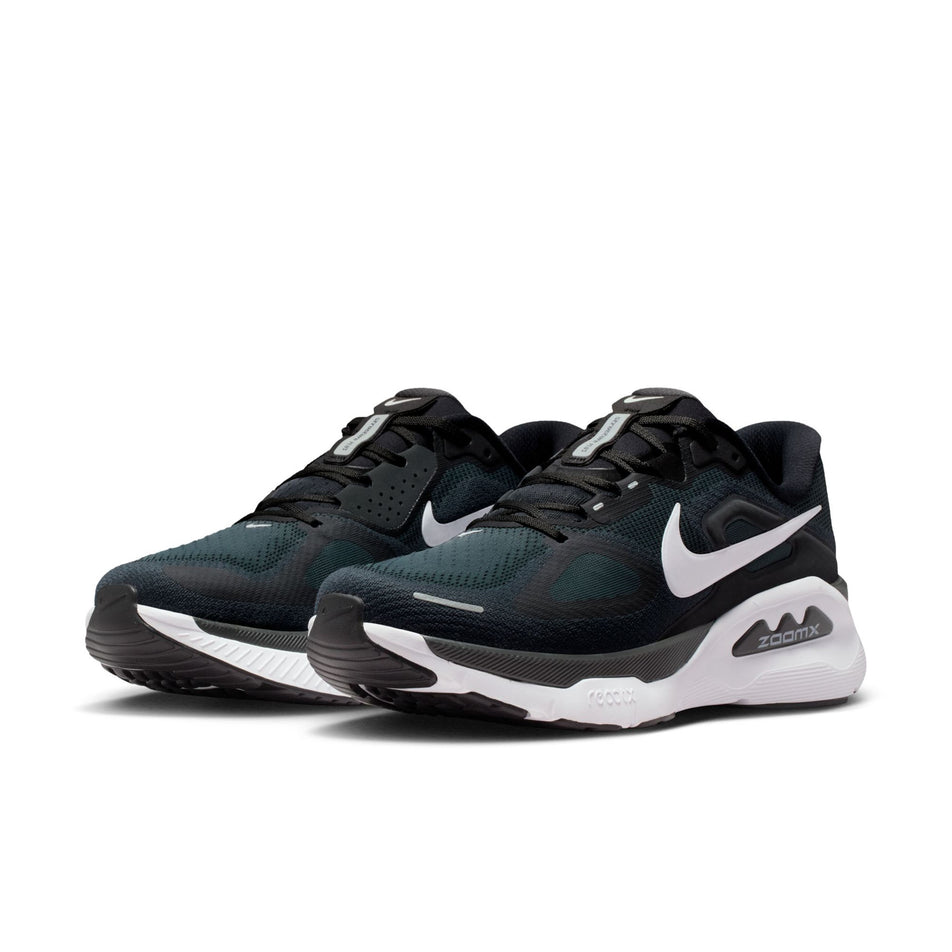 A pair of Nike Men's Structure Plus Road Running Shoes in the Black/White-Anthracite colourway.